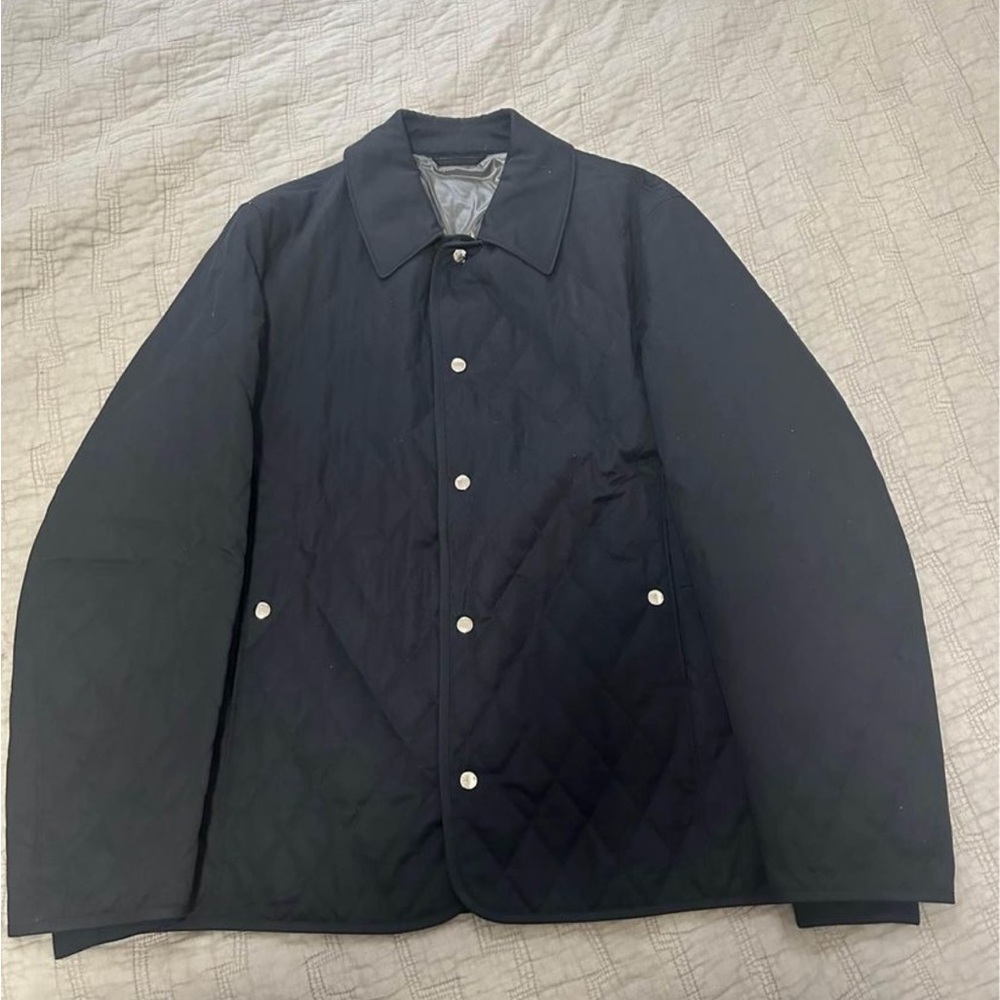 Hermes Men’s Navy Quilted Jacket, Size XL